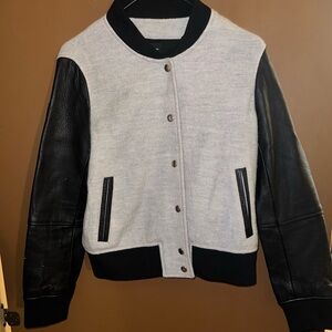 Club Monaco Gray and Black Bomber Jacket